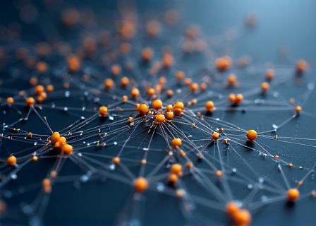Complex data visualization showing interconnected supply nodes in a professional dashboard